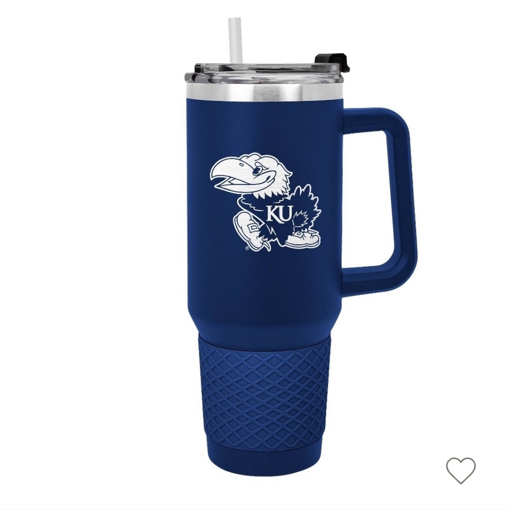 NCAA Kansas Jayhawks 40oz. Travel Mug With Handle And Straw New